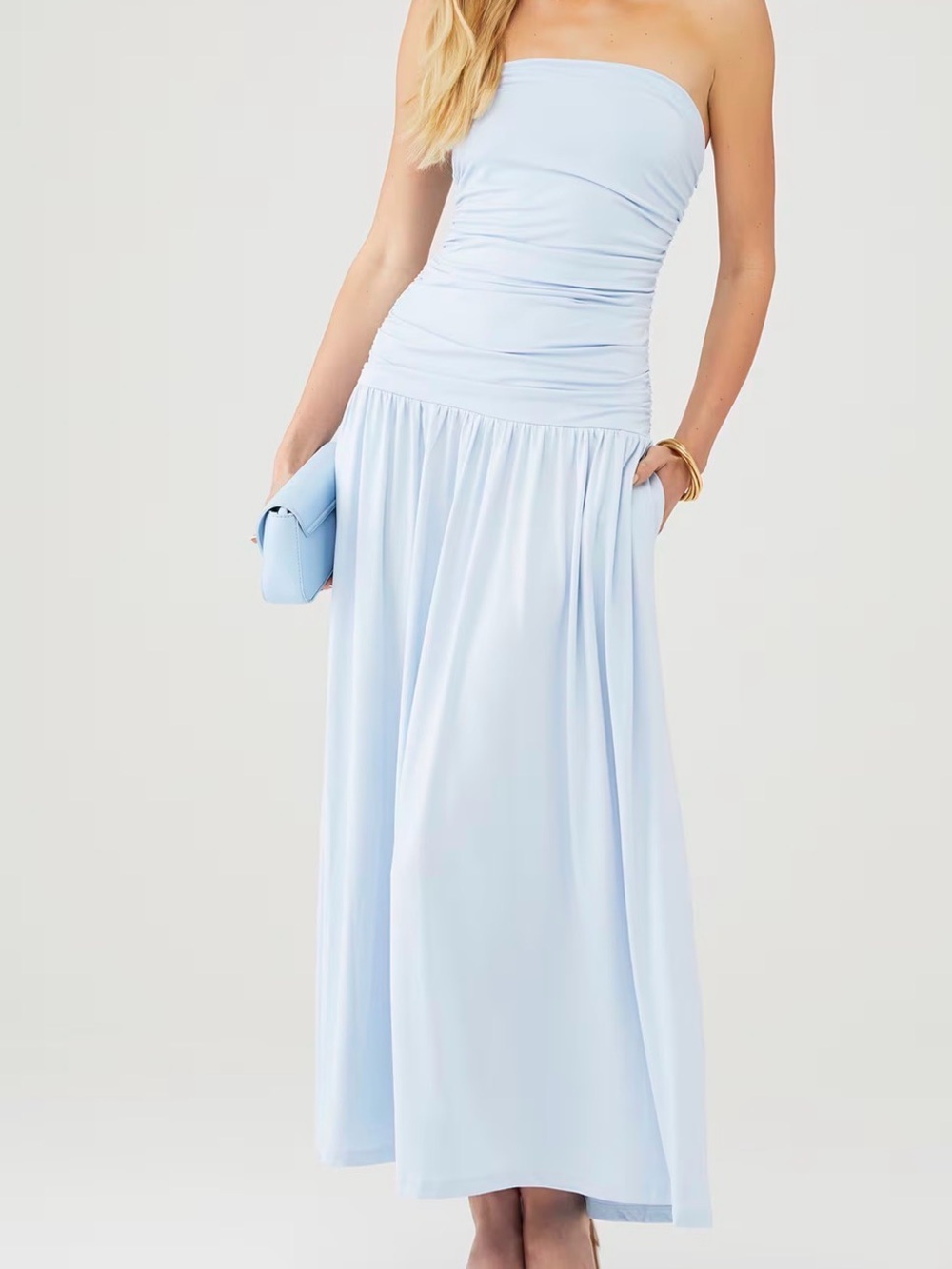 NIA SANTAL STRAPLESS MAXI DRESS